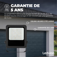 Ledvion Lumileds Projecteur LED - 50W - 6750 Lumens - 4000K - Lentille asymétrique - 5 ans de garantie