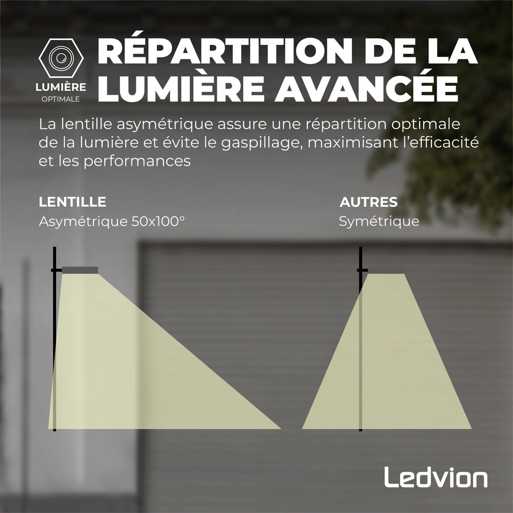 Ledvion Lumileds Projecteur LED - 50W - 6750 Lumens - 4000K - Lentille asymétrique - 5 ans de garantie