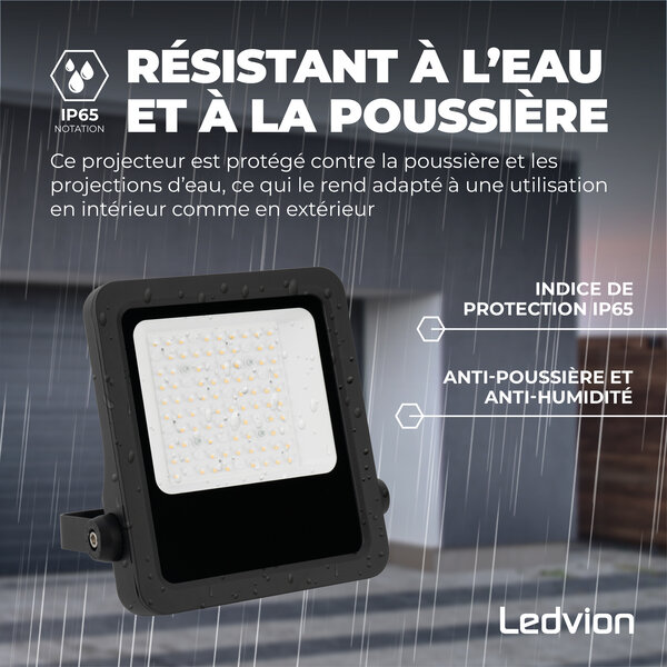 Ledvion Lumileds Projecteur LED - 50W - 6750 Lumens - 4000K - Lentille asymétrique - 5 ans de garantie