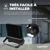 Ledvion Lumileds Projecteur LED - 50W - 6750 Lumens - 4000K - Lentille asymétrique - 5 ans de garantie