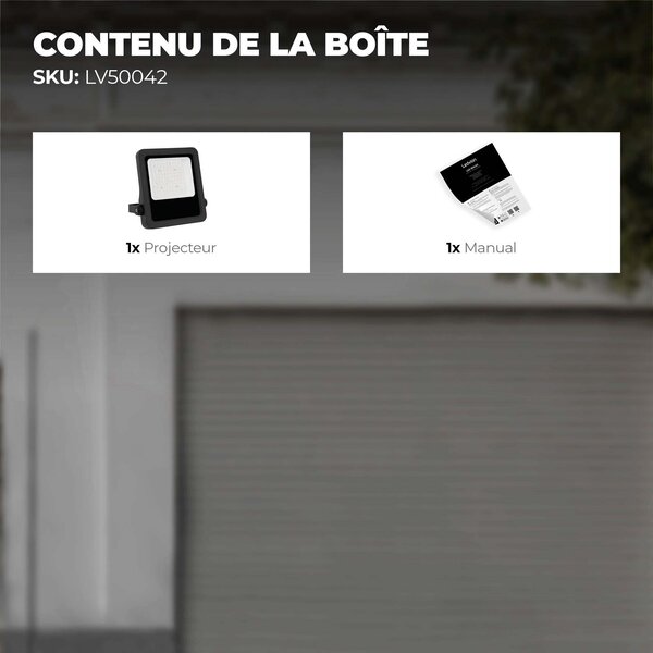 Ledvion Lumileds Projecteur LED - 100W - 14.000 Lumens - 4000K - Lentille asymétrique - 5 ans de garantie