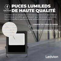 Ledvion Lumileds Projecteur LED - 100W - 14.000 Lumens - 6000K - Lentille asymétrique - 5 ans de garantie