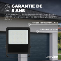Ledvion Lumileds Projecteur LED - 150W - 21.000 Lumens - 4000K - Lentille asymétrique - 5 ans de garantie