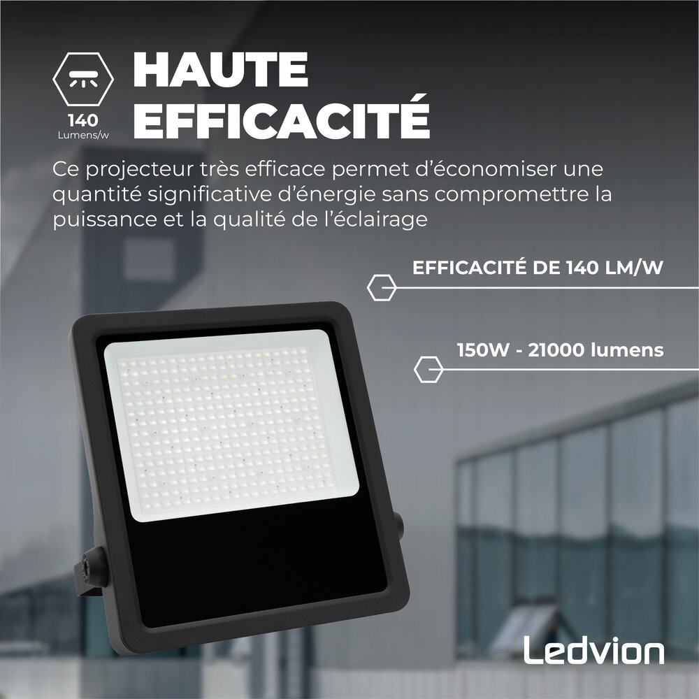 Ledvion Lumileds Projecteur LED - 150W - 21.000 Lumens - 4000K - Lentille asymétrique - 5 ans de garantie