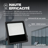 Ledvion Lumileds Projecteur LED - 150W - 21.000 Lumens - 4000K - Lentille asymétrique - 5 ans de garantie
