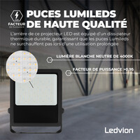 Ledvion Lumileds Projecteur LED - 150W - 21.000 Lumens - 4000K - Lentille asymétrique - 5 ans de garantie