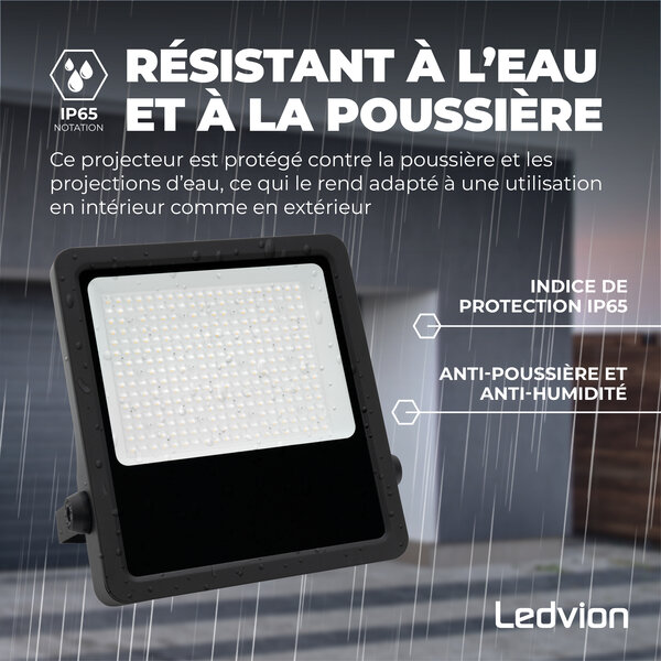 Ledvion Lumileds Projecteur LED - 150W - 21.000 Lumens - 4000K - Lentille asymétrique - 5 ans de garantie