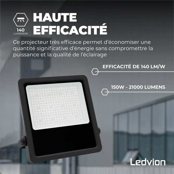 Ledvion Lumileds Projecteur LED - 150W - 21.000 Lumens - 6000K - Lentille asymétrique - 5 ans de garantie