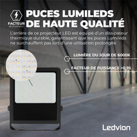 Ledvion Lumileds Projecteur LED - 150W - 21.000 Lumens - 6000K - Lentille asymétrique - 5 ans de garantie