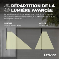 Ledvion Lumileds Projecteur LED - 150W - 21.000 Lumens - 6000K - Lentille asymétrique - 5 ans de garantie