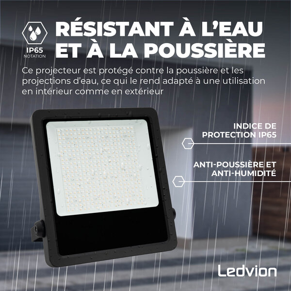 Ledvion Lumileds Projecteur LED - 200W - 28.000 Lumens - 4000K - Lentille asymétrique - 5 ans de garantie