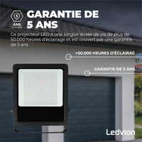 Ledvion Lumileds Projecteur LED - 200W - 28.000 Lumens - 6000K - Lentille asymétrique - 5 ans de garantie