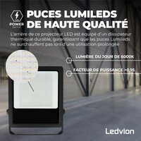 Ledvion Lumileds Projecteur LED - 200W - 28.000 Lumens - 6000K - Lentille asymétrique - 5 ans de garantie