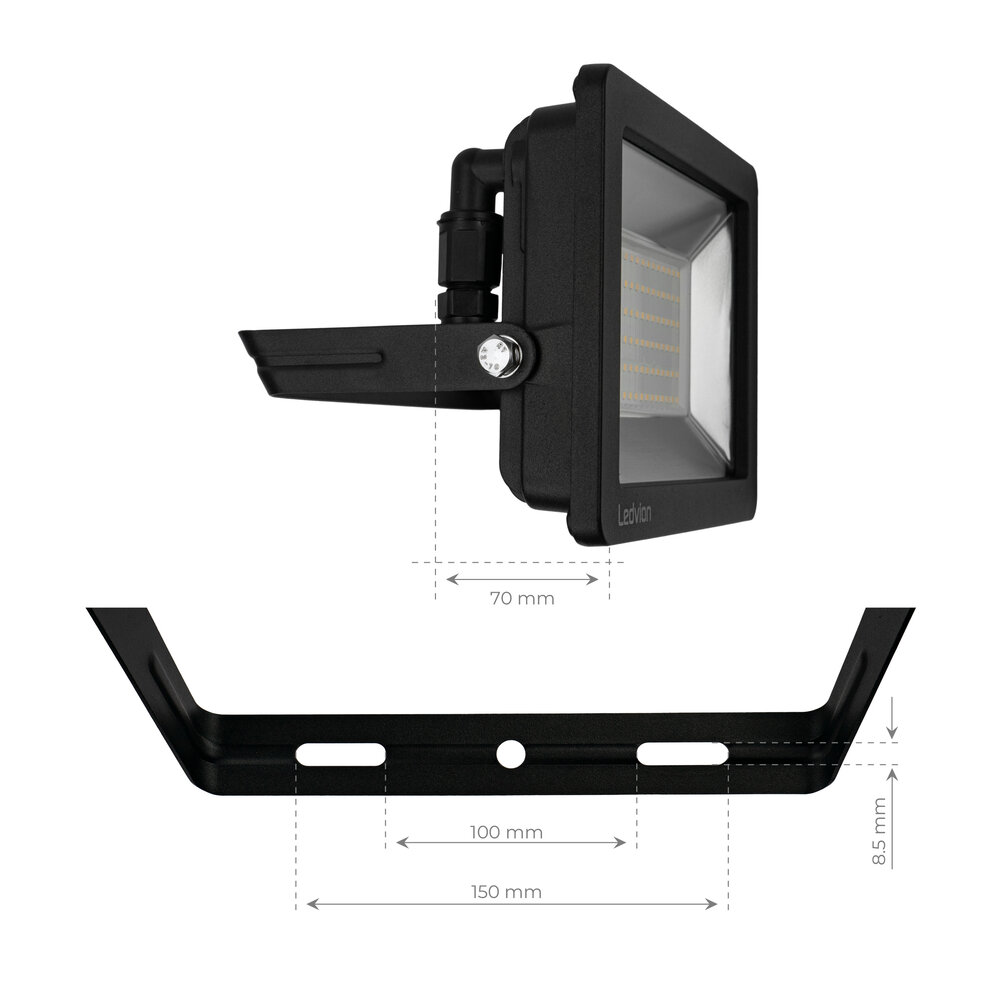 Ledvion Projecteur LED 100W - Osram Chip LED - 12.000 Lumen - 6500K