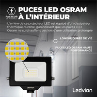 Ledvion Projecteur LED 20W - Osram Chip LED - 2200 Lumen - 4000K