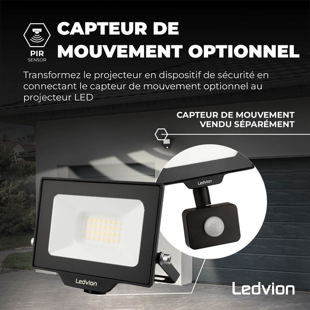 Ledvion Projecteur LED 20W - Osram Chip LED - 2200 Lumen - 4000K