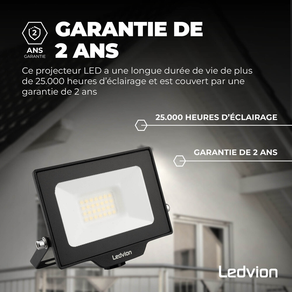 Ledvion Projecteur LED 20W - Osram Chip LED - 2200 Lumen - 4000K