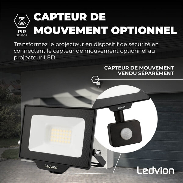Ledvion Projecteur LED 20W - Osram Chip LED - 2200 Lumen - 6500K