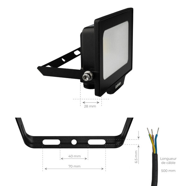 Ledvion Projecteur LED 20W - Osram Chip LED - 2200 Lumen - 6500K