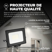 Ledvion Projecteur LED 30W - Osram Chip LED - 3600 Lumen - 4000K