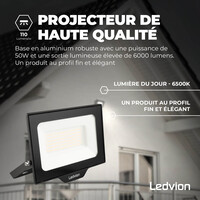 Ledvion Projecteur LED 50W - Osram Chip LED - 6000 Lumen - 6500K