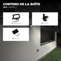 Ledvion Projecteur LED avec Détecteur de Mouvement 10W - Osram Chip LED - 1100 Lumen - 4000K