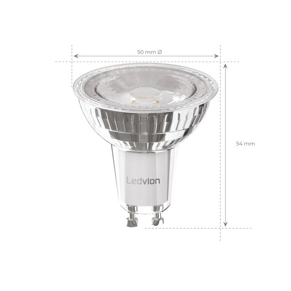 Ledvion Ampoule LED GU10 - Gradable - 3W - 6500K - 345 lumens – Verre