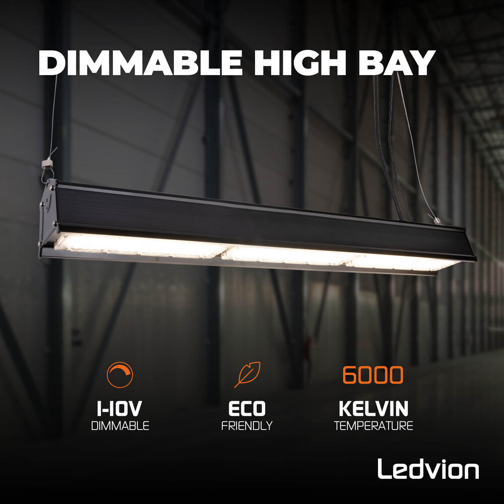 Ledvion High Bay LED Linéaire 200W - 175lm/W -  IP65 - 6000K - Dimmable - Puces Lumileds - Eclairage d'entrepôt - 5 ans de garantie