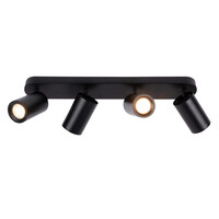 Ledvion Spot Plafonnier LED Noir à 4 lumières - Dimmable - 3W - 2700K - Inclinable