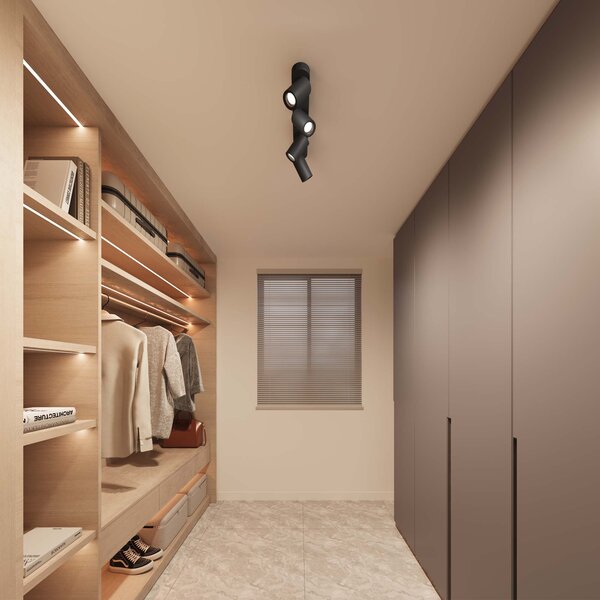 Ledvion Spot Plafonnier LED Noir à 4 lumières - Dimmable - 3W - 4000K - Inclinable