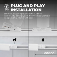 Ledvion 1m LED Spot sur rail - 2 Luminaires - Dimmable - Rail Monophasé - Blanc