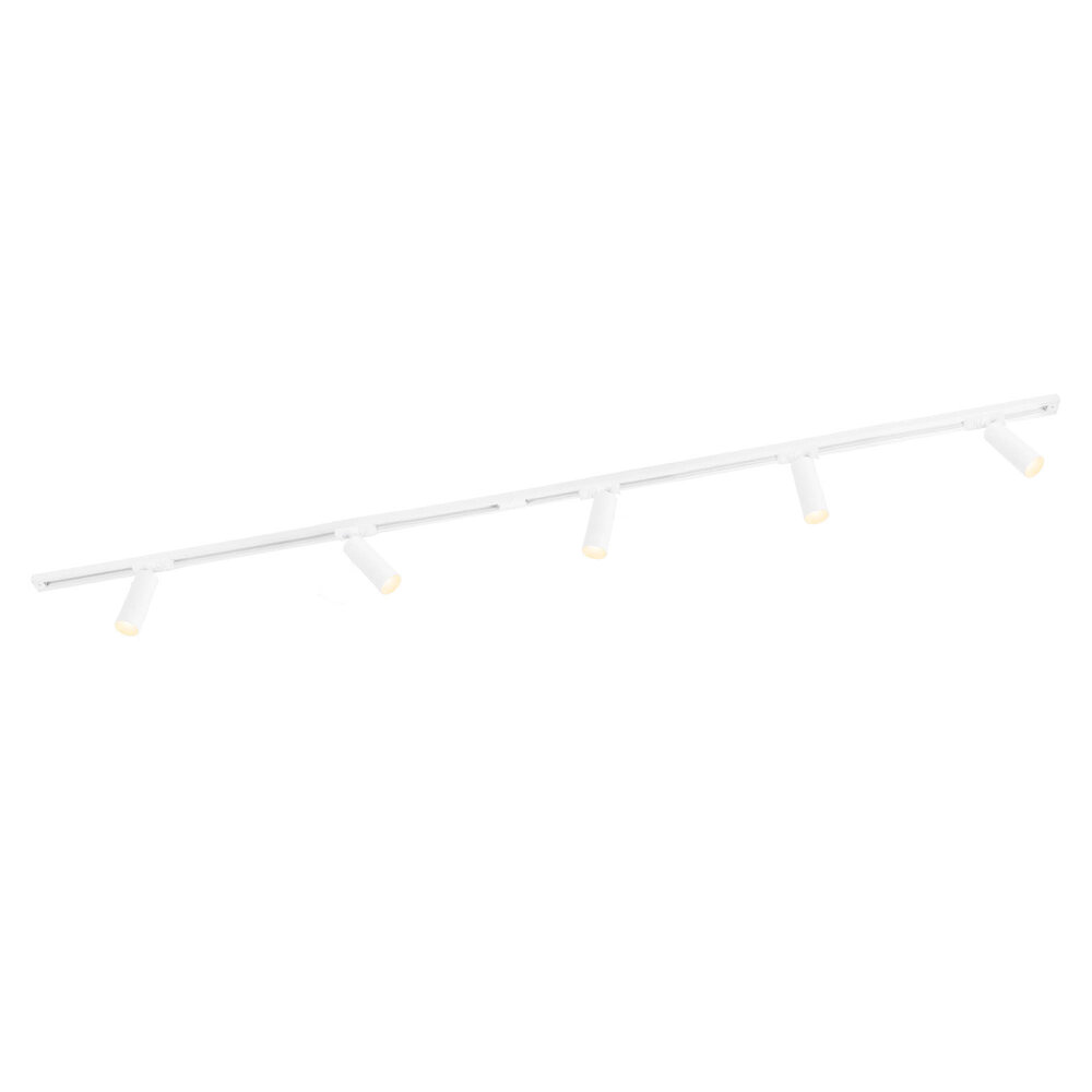 Ledvion 2m LED Spot sur rail - 5 Luminaires - Dimmable - Rail Monophasé - Blanc