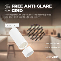 Ledvion 2m LED Spot sur rail - 5 Luminaires - Dimmable - Rail Monophasé - Blanc