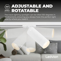 Ledvion 2m LED Spot sur rail - 5 Luminaires - Dimmable - Rail Monophasé - Blanc