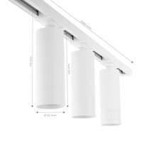 Ledvion 2m LED Spot sur rail - 5 Luminaires - Dimmable - Rail Monophasé - Blanc