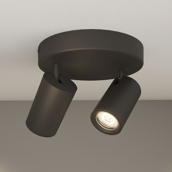 Ledvion Spot Plafonnier LED Noir Duo - Dimmable - 3W - 4000K - Inclinable
