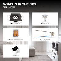 Ledvion Spot Encastrable LED - Dimmable - Noir - Sevilla - 3W - 2700K - 92mm - Carré