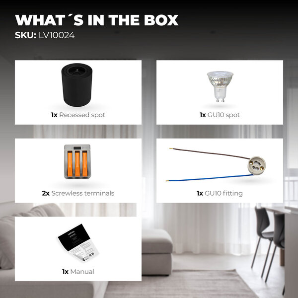 Ledvion Spot LED Dimmable  - Rond - Noir - 3W - 2700K - Inclinable - IP20