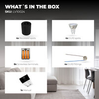 Ledvion 4x Spot LED Dimmable  - Rond - Noir - 3W - 2700K - Inclinable - IP20