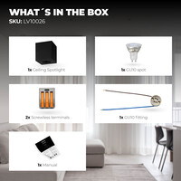 Ledvion Spot LED Dimmable - Carré - Noir - 3W - 2700K - Inclinable - IP20