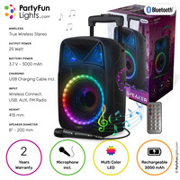 PartyFunLights Enceinte de fête karaoké Bluetooth - Inclut microphone et télécommande