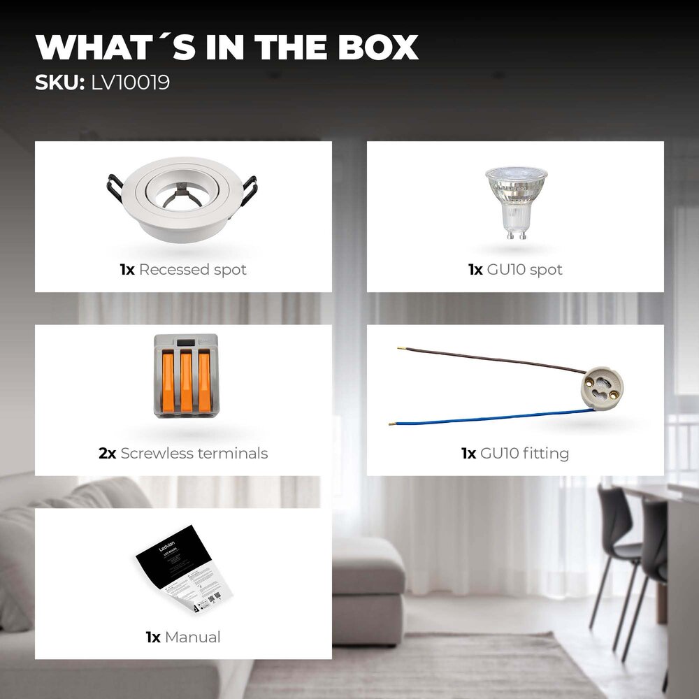 Ledvion Spot Encastrable LED - Dimmable - Blanc - Tokyo - 3W - 4000K -  Ø92mm