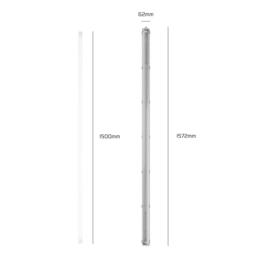 Ledvion Réglette LED 150CM - 22W - 2200 Lumens - 4000K - IP65 - avec Tube néon LED