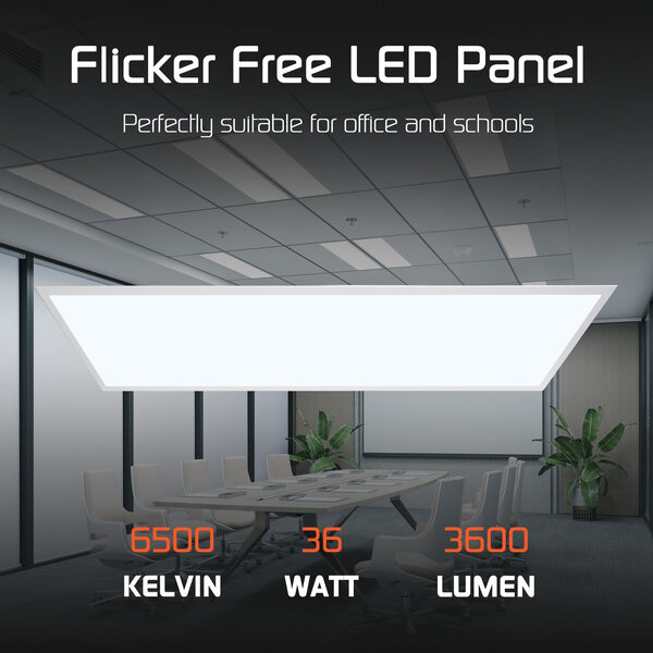 Ledvion Panneau LED 120x30 - 36W - 6500K - 100 Lm/W - Sans scintillement - UGR <22 - Garantie de 3 ans