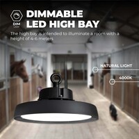 Ledvion High Bay LED 80W avec Lentille - Classe énergétique A - 60° - 192 Lm/W - 4000K - IP65 - Dimmable