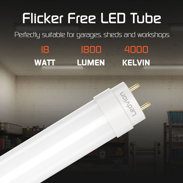 Ledvion 25x Tube néon LED 120CM - 18W - 1800 Lumen - 4000K - Garantie de 3 ans