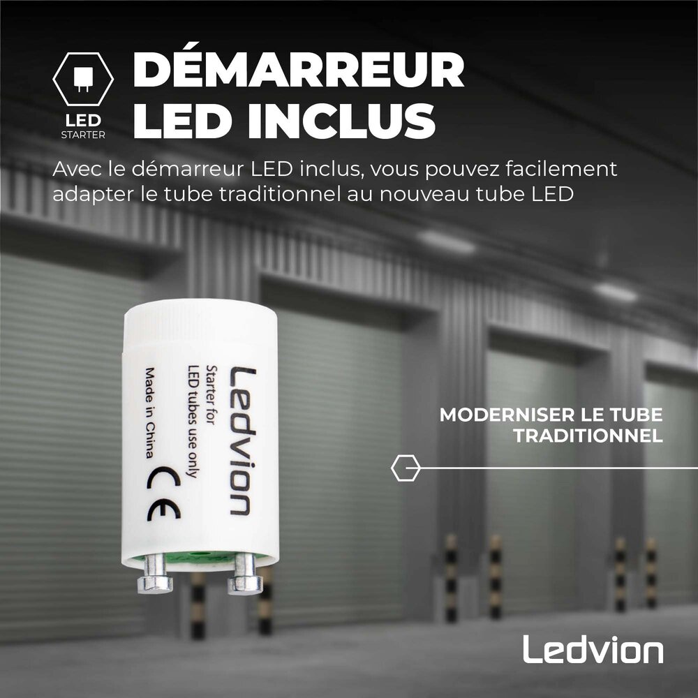 Ledvion Réglette LED 120CM - 2x12W - 1920 Lumen - 6500K - IP65 - avec tube fluorescent LED