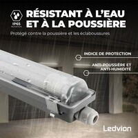 Ledvion Réglette LED 150CM - 28W - 5180 Lumen - 4000K - Haute Efficacité - Étiquette Énergétique C - IP65 - avec tube fluorescent LED