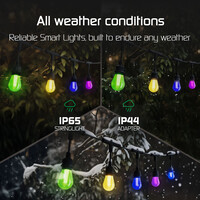 Ledvion 7m Guirlande Guinguette LED Smart + Câble de Connexion 3m - RGBIC + CCT - IP65 - Connectable - avec 10 Lampes LED - Plug & Play