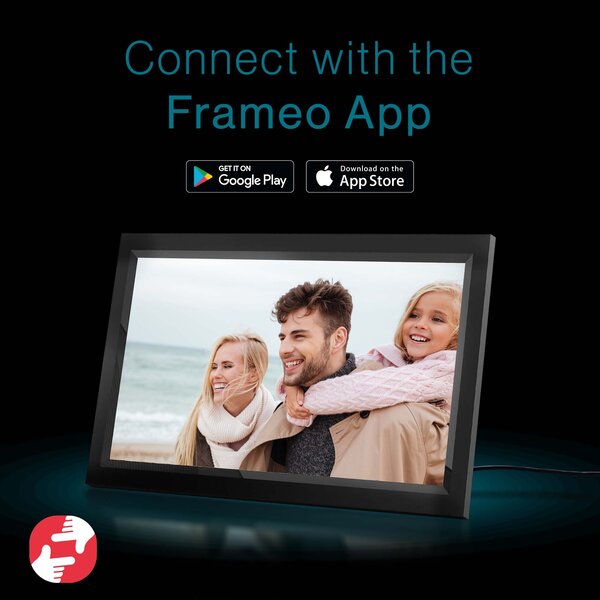 Tiqvi Cadre Photo Numérique - WiFi et Frameo App - Cadre Photo 15.6 Pouces - Ecran Tactile - Noir